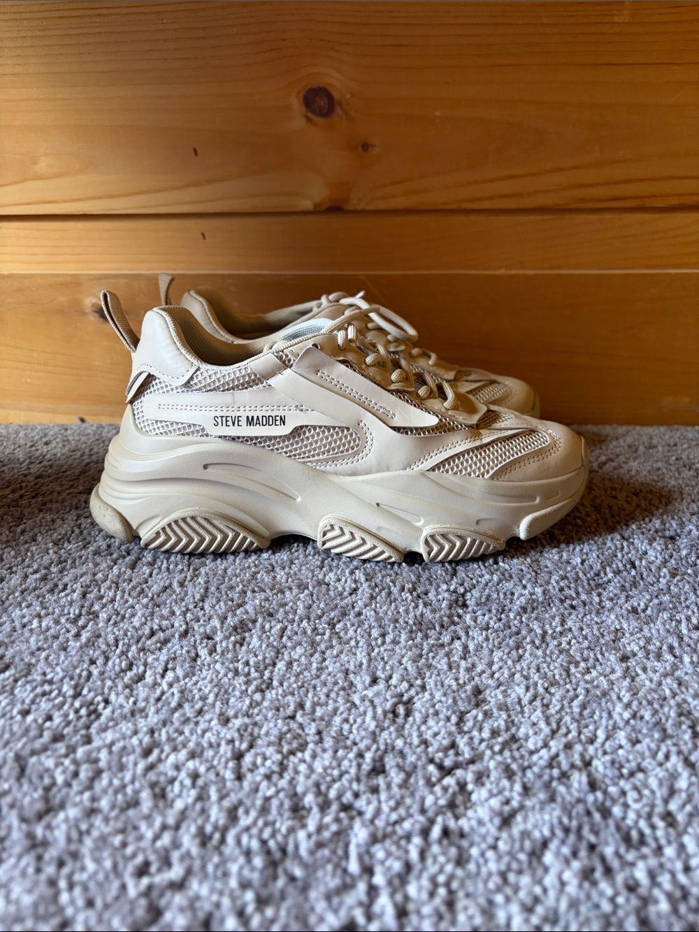 Steve Madden Cream-Tone Chunky Platform Sneakers